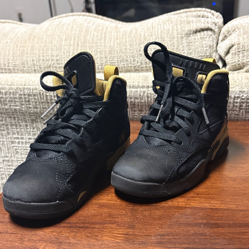 Kids Nike Air Jordan Black and Gold High-Top Sneakers